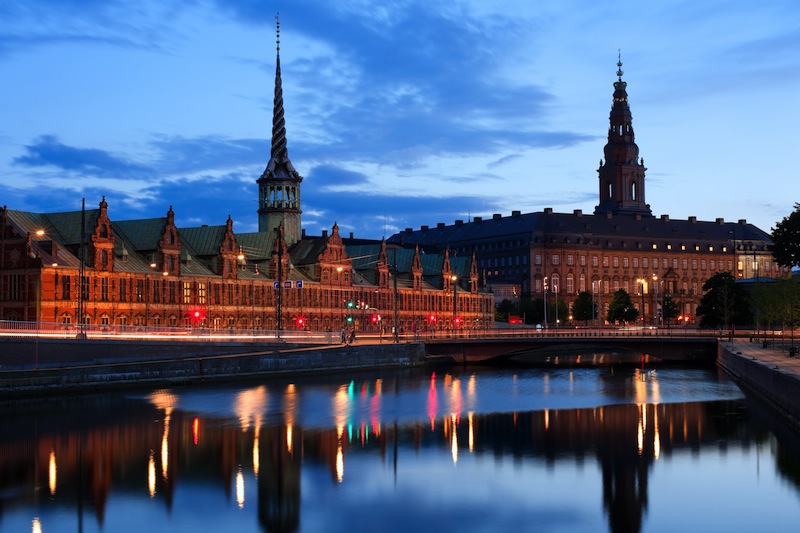 Christiansborg Palace over the channel in Copenhagen