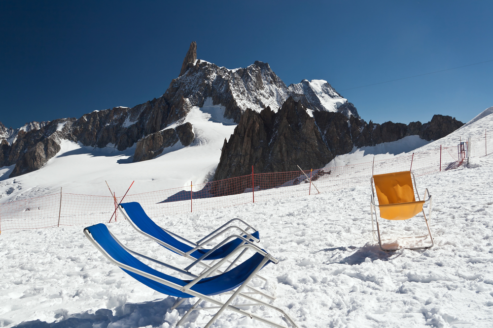 Dent du Geant glacier Mont Blanc massif Stock Photo 