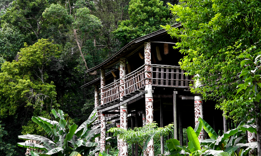 longhouse in sarawak Borneo 