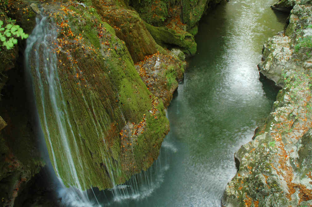 A mossy 0waterfall Bigar cascade in Romania 