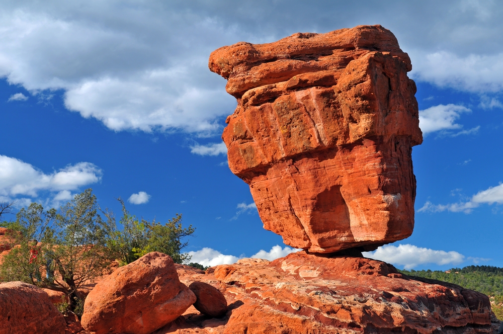 A natural geological phenomenon found at the Garden of the Gods Colorado Springs Colorado entitled Balanced Roc