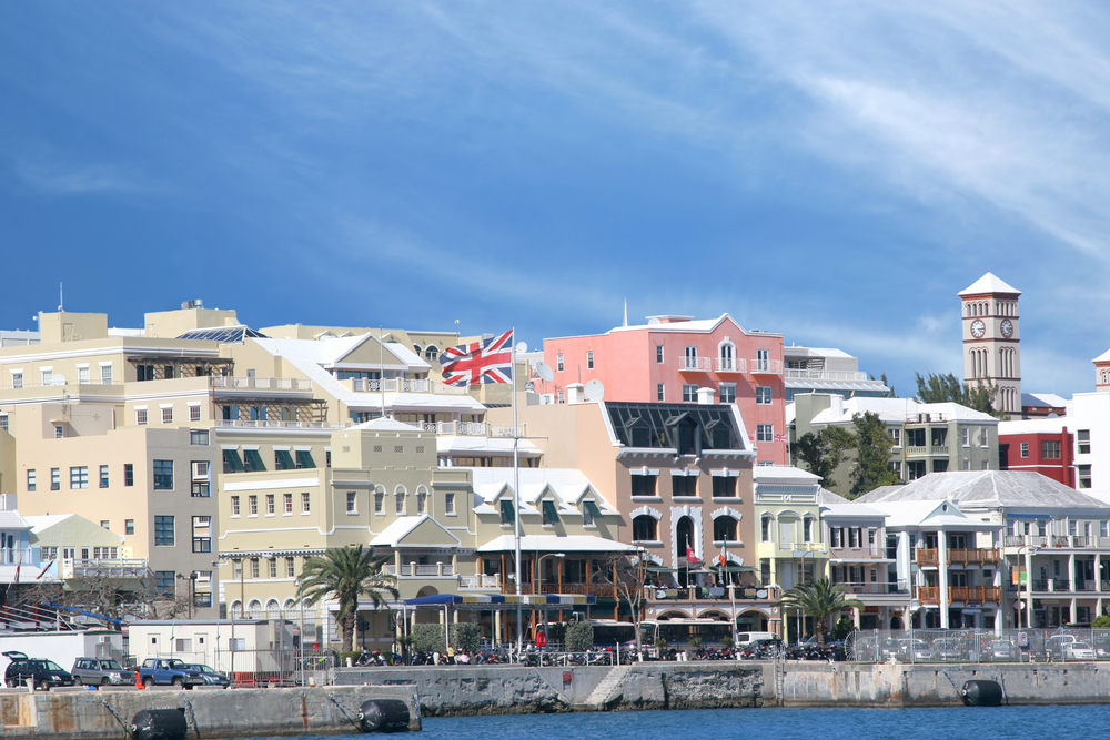 A view of the busy waterfront of downtown Hamilton bermuda