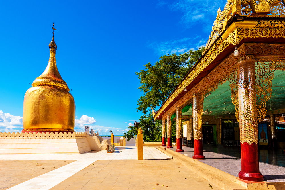 Buddhist temple Buphaya Pagoda in Bagan Myanmar 