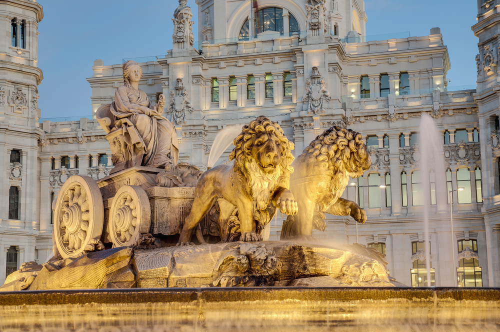 Cibeles Fountain located downtown Madrid Spain 
