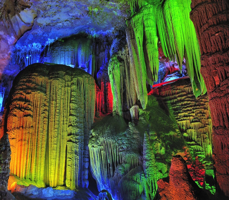 Colorful cave formations in Vietnam
