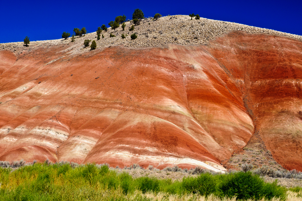 Colorful clay and rock layers John Day Fossil park Oregon 