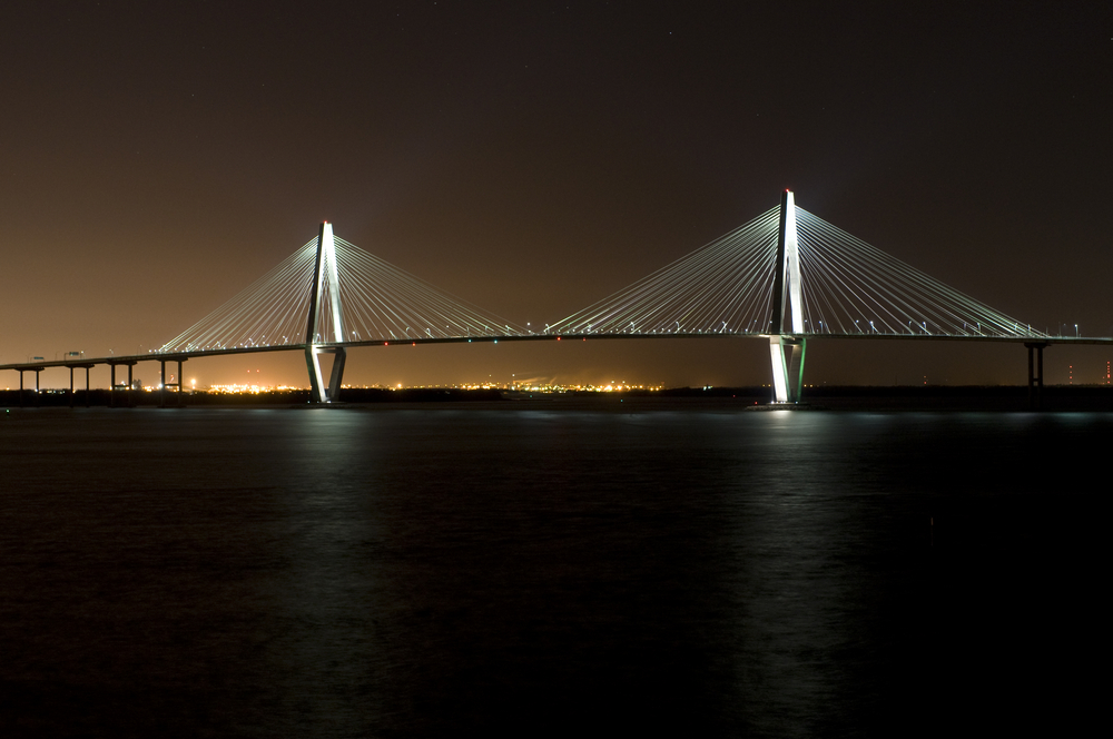 Cooper River Bridge at night Charleston South Carolina 