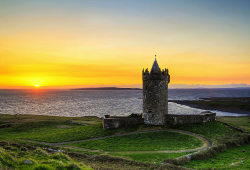 Doonagore castle at sunset HDR