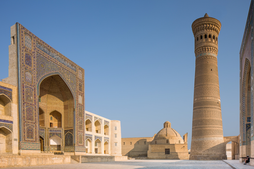 Exterior of Mir i Arab Medressa and Kalon Minaret