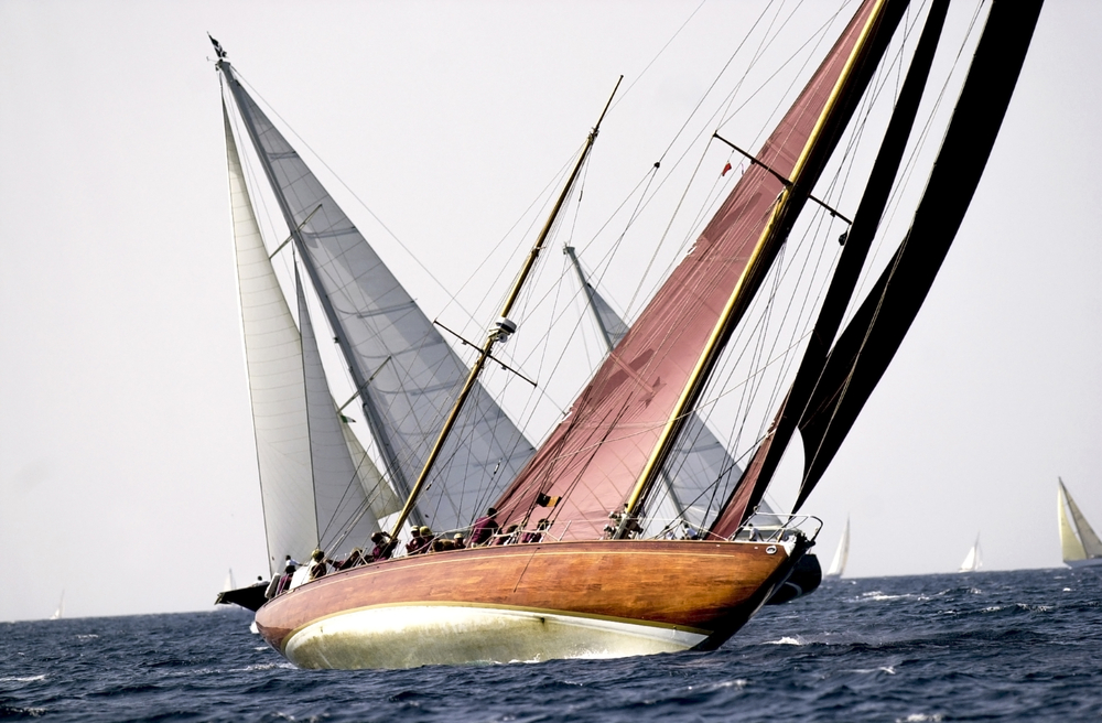 IMPERIA ITALY SEPTEMBER 12 2002 Sailing boat race Vele dEpoca Challenge for Classic Yachts in the sea of Liguria