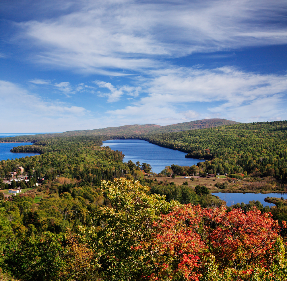 Lake Fanny Hooe And Copper Harbor Seen From The Brockway Mountain Overlook Michigan Upper Peninsula Lake Superior USA