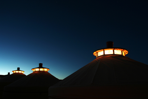 Mongolia home light at twilight