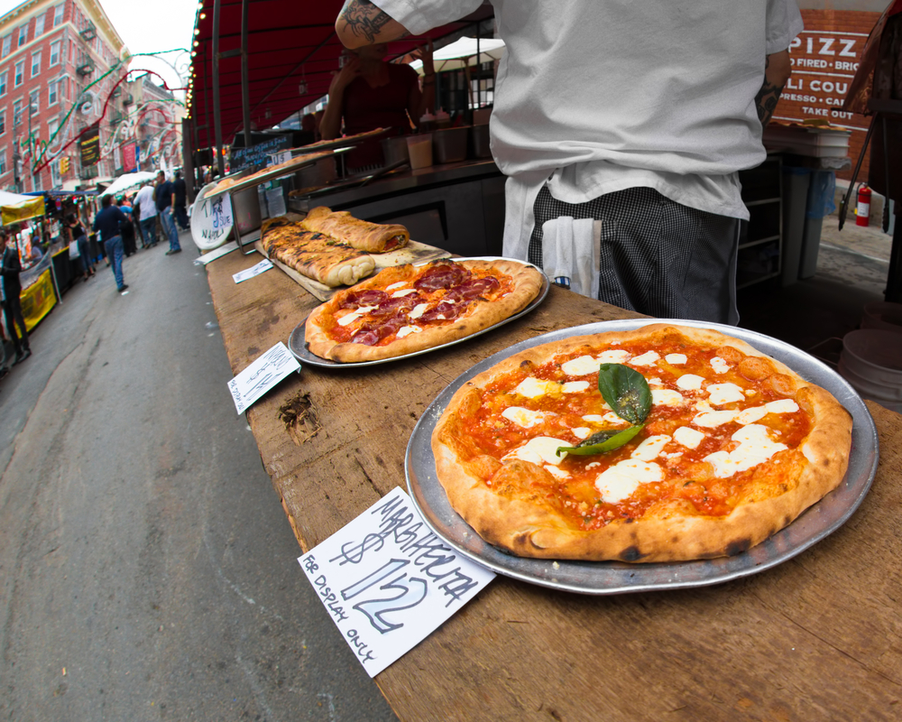 NEW YORK CITY SEPT 13 Pizza at the 87th Feast of San Gennaro in NYC on Sept 13