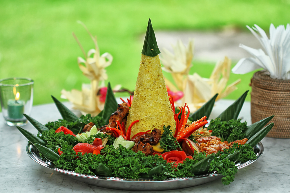 Nasi Tumpeng for celebration Indonesian cuisine 