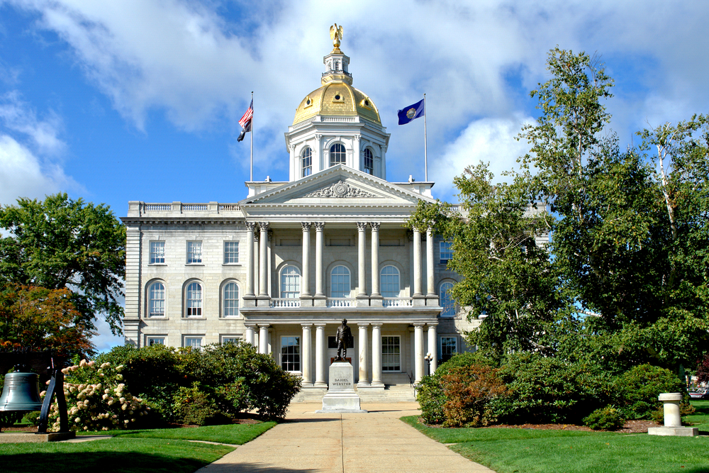 New Hampshire State House Capitol building and visitor center built in greek revival architectural style in the New England NH capital of Concord 