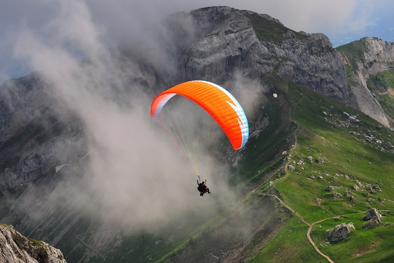 Paragliding at Pilatus mountain Switzerland 