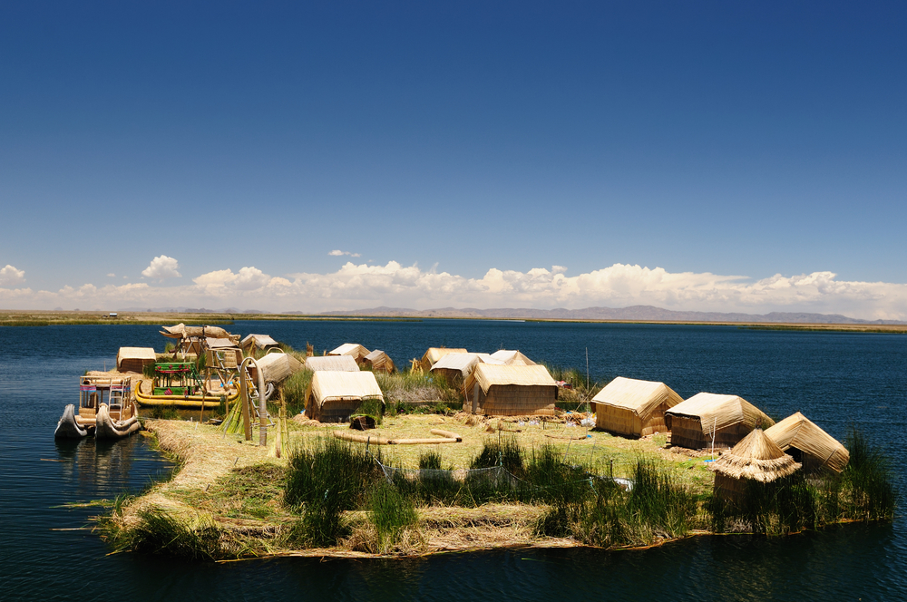 Peru floating Uros islands on the Titicaca lake the largest highaltitude lake in the world 3808m
