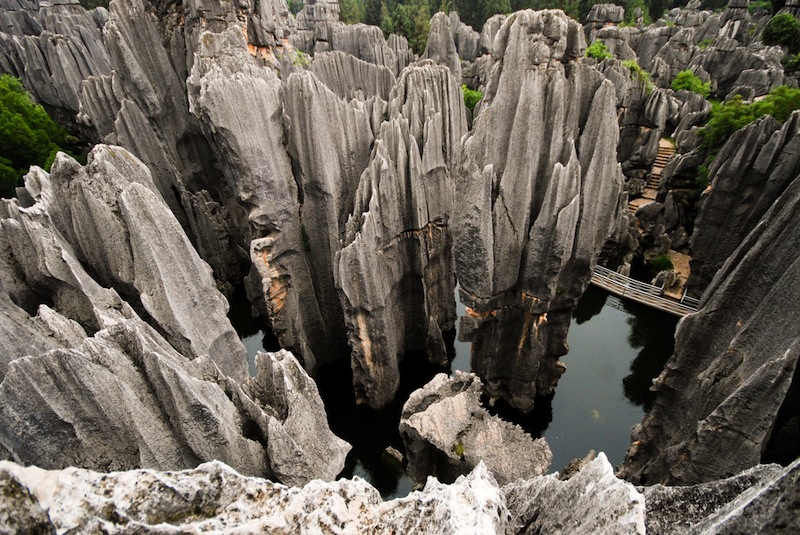 Razor rock mountains at Stone forest national park in Yunnan province China 