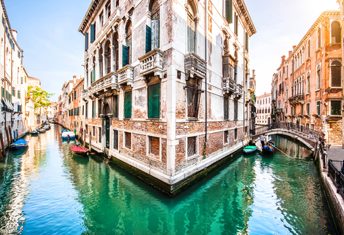 Romantic scene in Venice Italy