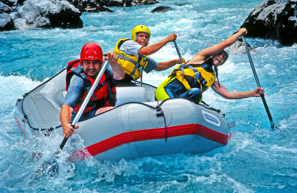 SOCA RIVER SLOVENIA JULY 8 White water rafting on the rapids of river Soca on July 8 1998 in Triglav national park Slovenia