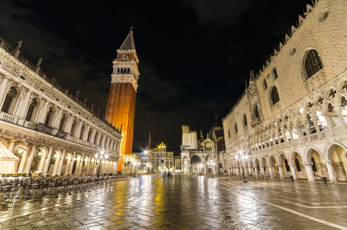San Marco square at night Venice Italy