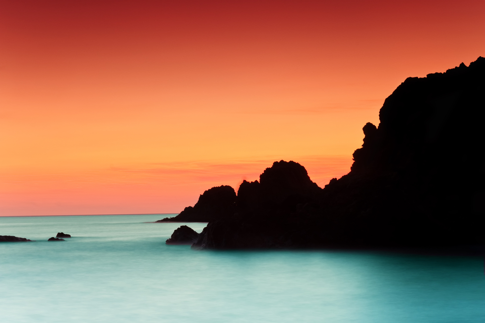 Sunset on the coast of the natural park of Cabo de Gata 