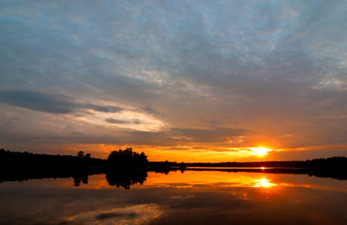 Sunset over a lake in Sweden