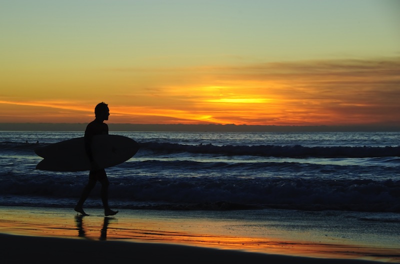 Surfer at sunset