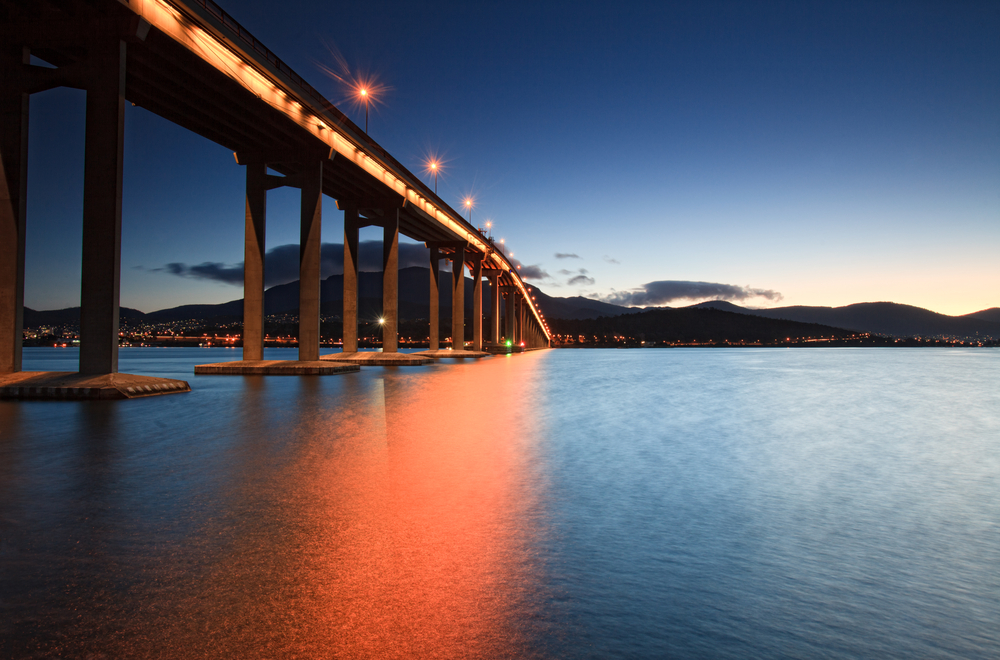 Tasman Bridge at sunset
