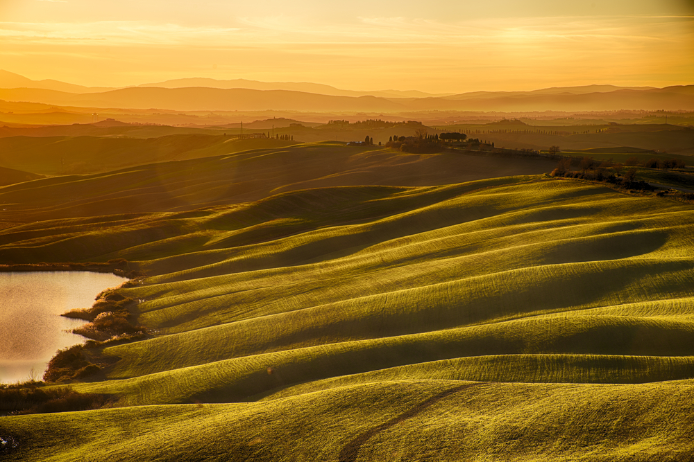 Tuscan hills at sunset 