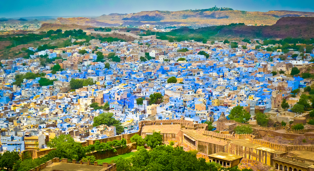View of Jodhpur the Blue City from Mehrangarh Fort Rajasthan India