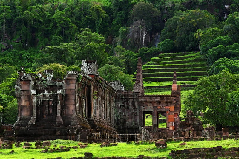 View of Vat Phou or Wat Phu is the UNESCO world heritage site in Southern Laos 0