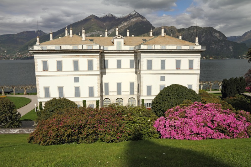 Villa Melzi dEril and gardens with flowering rhododendrons and azaleas on Lake Como Bellagio