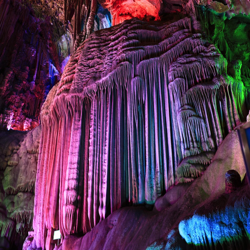 beautiful stalactitessilver cave is a typical karst in guilinChina