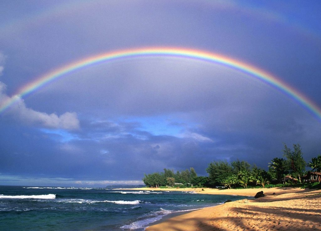 double rainbow over kauai hawaii