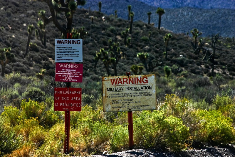 e warning signs at Area 51 just off the main road 