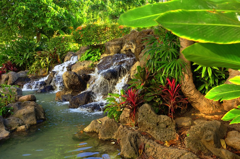 mall tropical waterfall