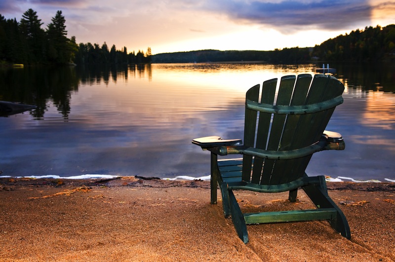 relaxing lake at sunset 