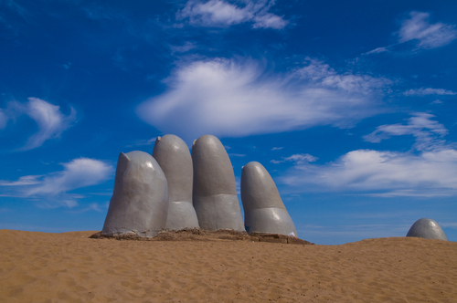the Hand a famous sculpture in Punta del este Uruguay 