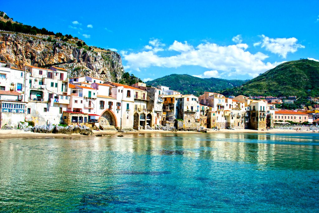 beautiful coast cefalu palermo sicily 